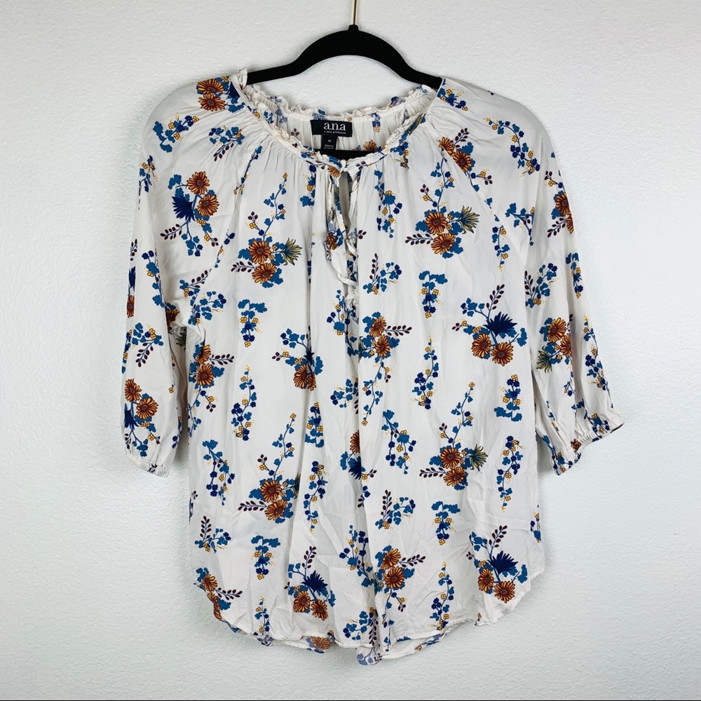 a.n.a White Floral Flowy Blouse